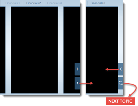 Navigation buttons, including the next topic button with a different appearance